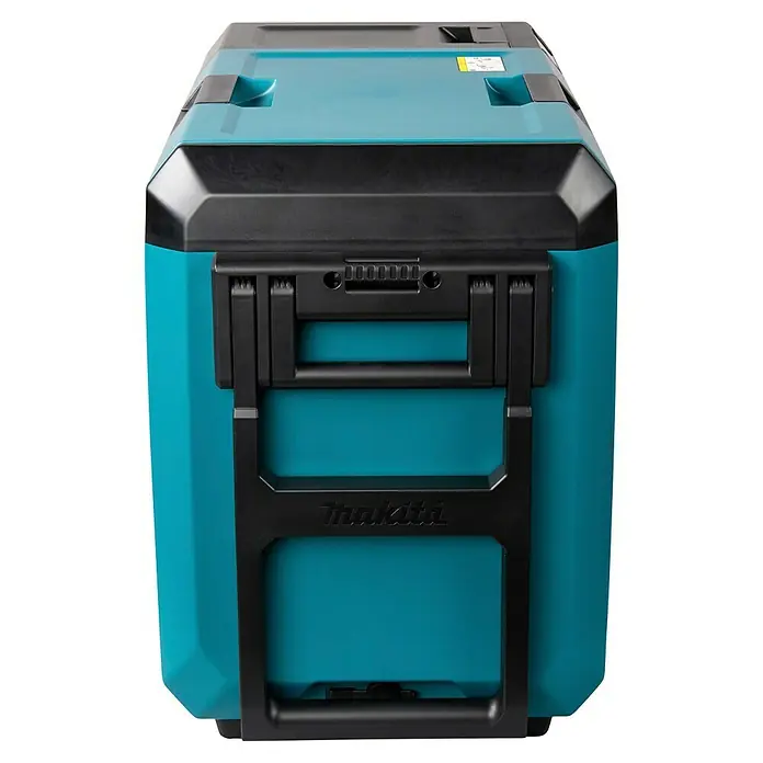 Makita Nevera de batería CW004GZ - 18 V, Sin batería, 29 l - Nevera/caja de almacenamiento Makita portátil turquesa y negra con asa retráctil.