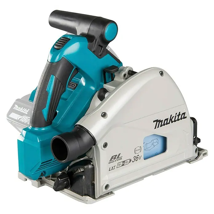 Makita LXT 18V Akku-Tauchsäge DSP600ZJ - 18 V, Ohne Akku, 2.500 U/min - 6.300 U/min - Akku-Tauchsäge von Makita in Türkis, Schwarz und Hellgrau für präzise Schnitte.