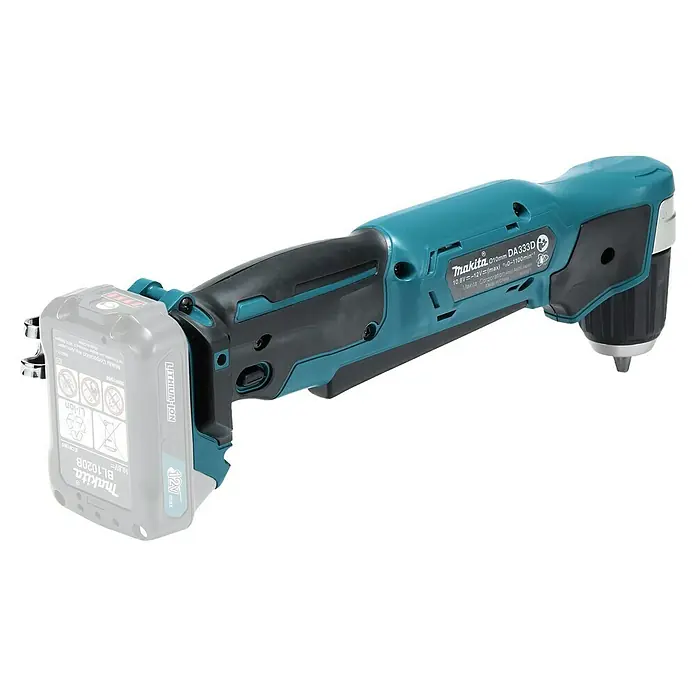 Makita CXT 12V max. Akku-Winkelbohrmaschine DA333DZ - 12 V, Ohne Akku - Makita DA333D Akku-Winkelbohrschrauber mit 12V Lithium-Ionen-Akku in Türkis und Schwarz.