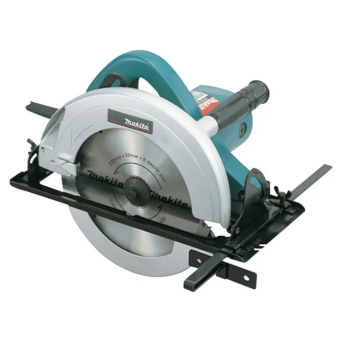 Makita Sierra circular de mano N5900BJ - 2.000 W, Diámetro hoja de sierra: 235 mm - Sierra circular Makita en turquesa y plata, con una hoja grande y base robusta. Herramienta eléctrica para cortes precisos.