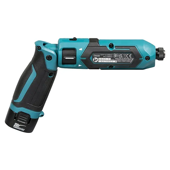 Makita Akku-Schlagschrauber TD022DSE - 7,2 V, 2 Akkus, 1,5 Ah - Ein teal-schwarzer Makita TD022D 7.2V Lithium-Ionen Gelenk-Akkuschrauber.