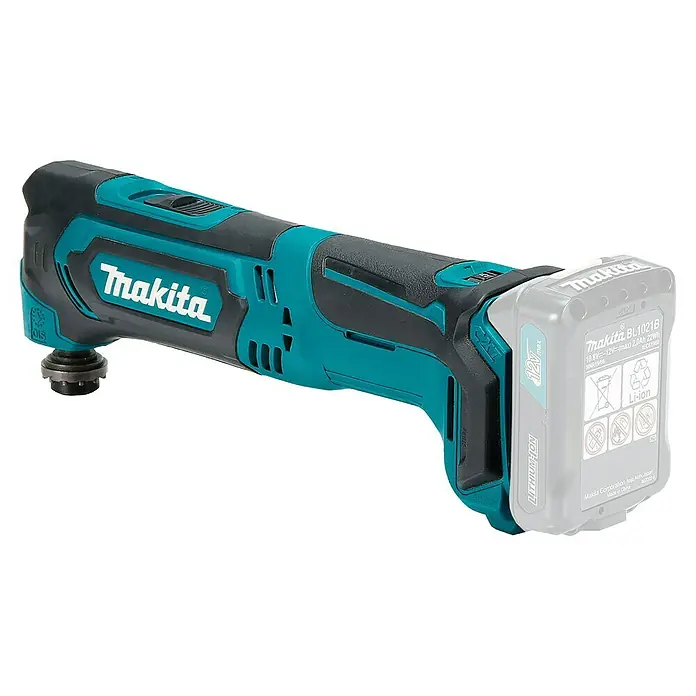 Makita CXT 12V max. Akku-Multifunktionswerkzeug TM30DZ - 12 V, Ohne Akku - Makita Akku-Multifunktionswerkzeug in Türkis und Schwarz, mit Akku.