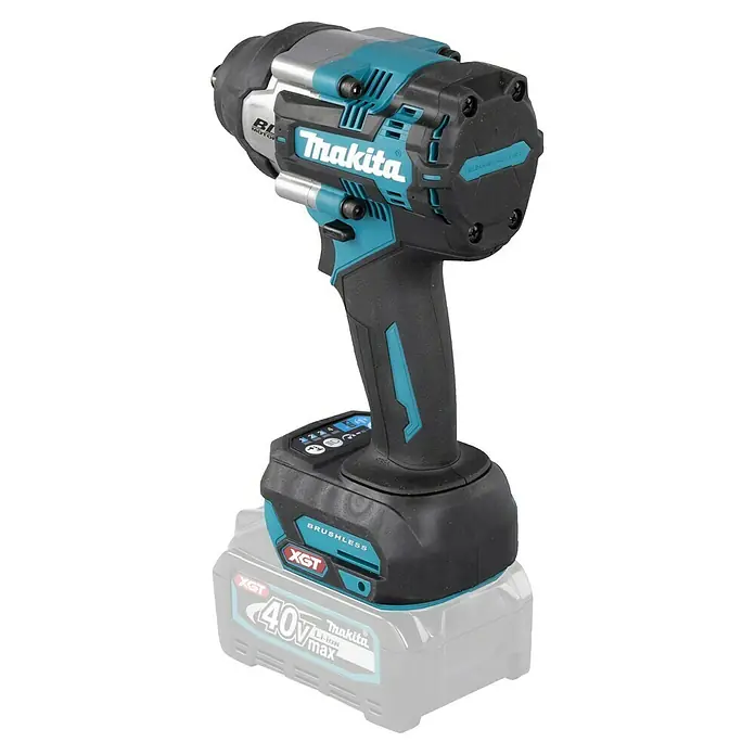 Makita XGT 40V max. Akku-Schlagschrauber TW008GZ - 40 V, Ohne Akku, 760 Nm - Schwarzer und türkisblauer Makita Schlagschrauber mit einem 40V XGT Li-Ionen-Akku, mit "BRUSHLESS" und "Makita" Branding.