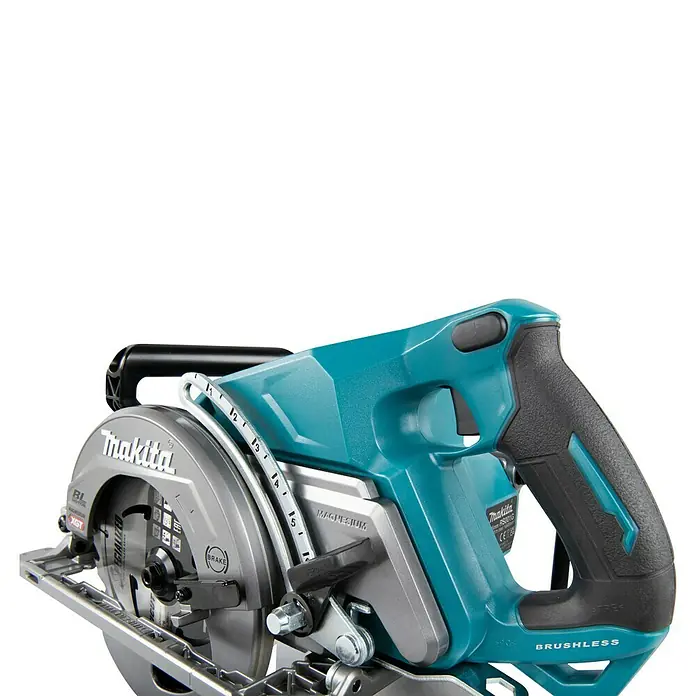 Makita XGT 40V max. Akku-Handkreissäge RS001GZ - 40 V, Ohne Akku, Durchmesser Sägeblatt: 185 mm, 6.400 U/min - Makita Akku-Handkreissäge in Türkis und Schwarz mit bürstenlosem Motor und Magnesiumgehäuse.