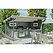 SKAN HOLZ Holzunterstand Vimmerby (L x B: 370 x 250 cm, Schiefergrau, Nordische Fichte) | BAUHAUS