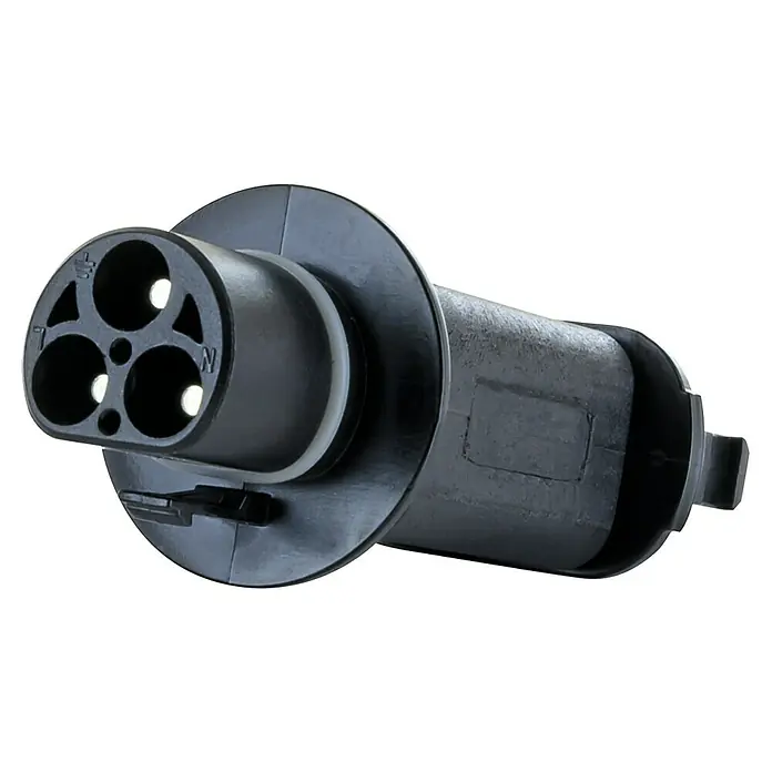 Schwaiger Adapter Betteri BC01 auf BC05 - Schwarz - Robuster, schwarzer EV-Ladeanschluss aus Kunststoff mit Dreiphasen-Anschluss und Erdung.