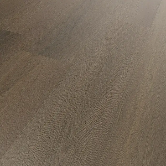Vinylbodenmuster Fixed+ - Brasilia, 280 x 160 x 3 mm, Landhausdiele - Hellbraun-grauer Holzoptik-Dielenboden mit natürlicher Maserung.