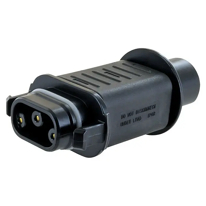 Schwaiger Adapter Betteri BC01 auf BC05 - Schwarz - Schwarzer, rechteckiger elektrischer Stecker mit drei Messingstiften.