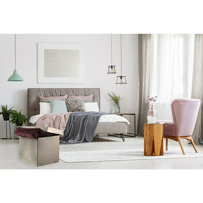 Puf Terciopelo (L x An x Al: 38 x 38 x 38 cm, Gris) | BAUHAUS