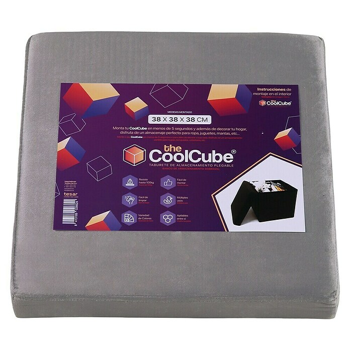 Puf Terciopelo (L x An x Al: 38 x 38 x 38 cm, Gris) | BAUHAUS