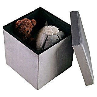Puf Terciopelo (L x An x Al: 38 x 38 x 38 cm, Gris)
