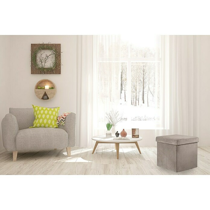 Puf Terciopelo (L x An x Al: 38 x 38 x 38 cm, Gris) | BAUHAUS