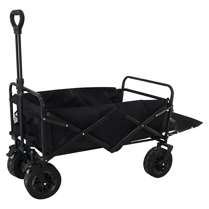 Fulmo Carretilla de transporte - L x An x Al: 125 x 50 x 97 cm, Carga soportada: 75 kg - Carro plegable negro con asa retráctil y ruedas grandes.