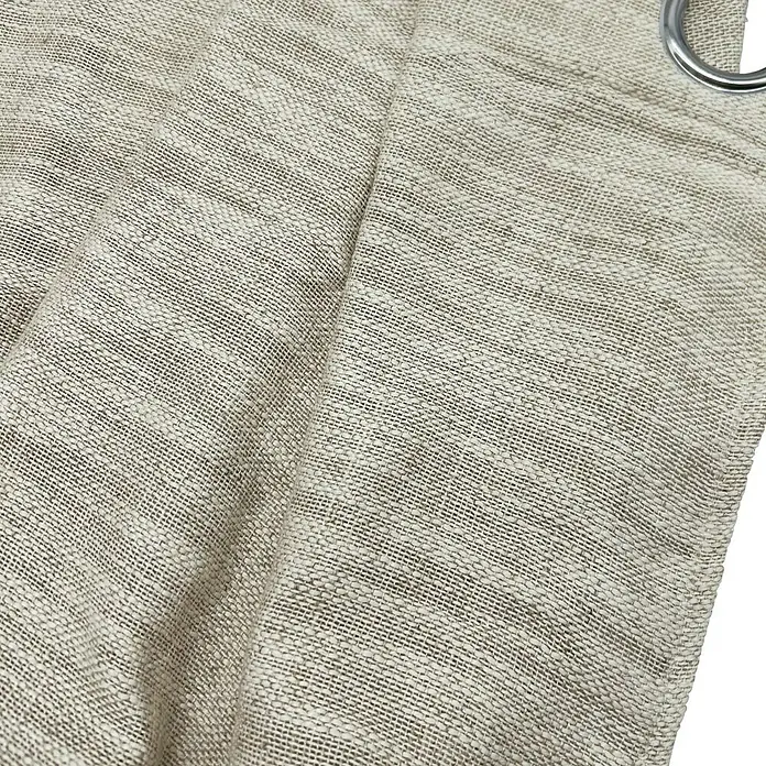 Cortina con ollaos Lemos - An x Al: 140 x 280 cm, Crudo, Textil - Tejido de cortina tejido beige claro con un ojal metálico.