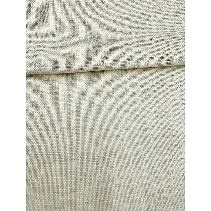 Cortina con ollaos Lemos - An x Al: 140 x 280 cm, Crudo, Textil - Tejido trenzado texturizado beige claro, quizás lino, cuidadosamente doblado.