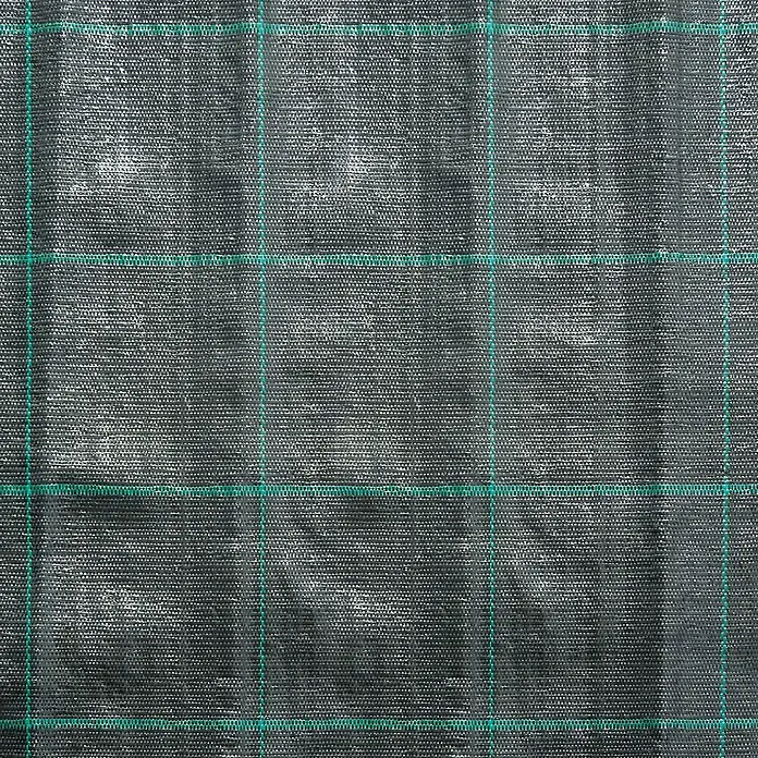 Heissner Unterbodengewebe Meterware - 100 x 2 m, Kunststoff - Schwarzes Unkrautvlies mit grünem Rastermuster für Bodendecker.