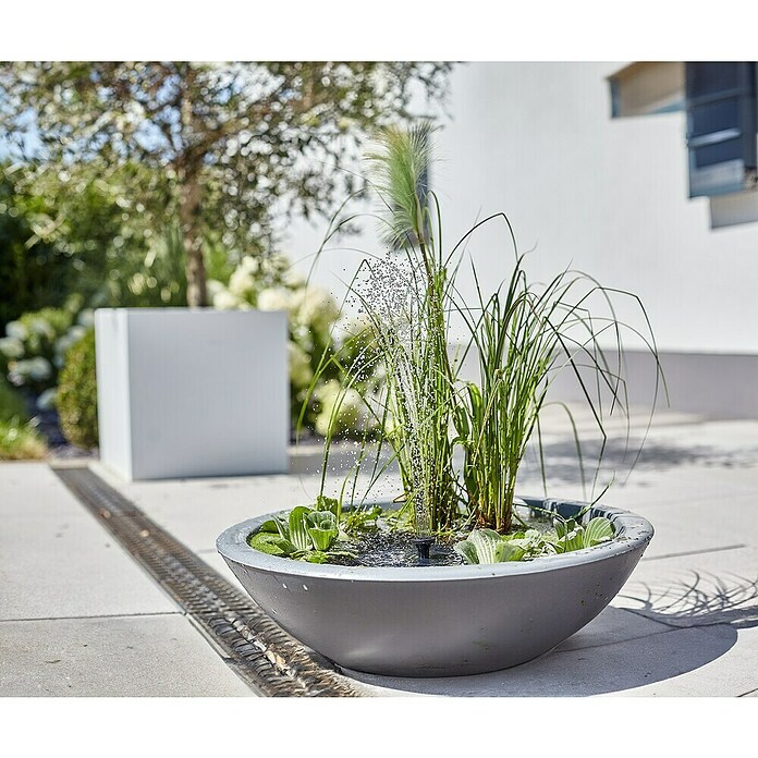 Heissner Gartenbrunnen Solar Wassergarten Lotusgarden (58 x 58 x 19 cm, Kunststoff, Anthrazit) | BAUHAUS