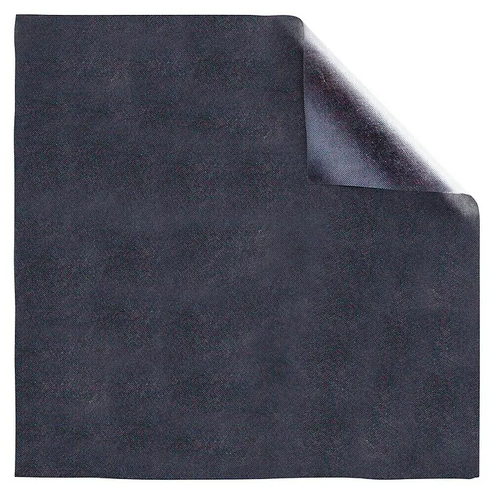 Heissner Bodenabdeckung Vlies Meterware - L x B: 200 x 1 m - Dunkelblaues, strukturiertes Stoffblatt mit umgeschlagener Ecke, die die hellere Rückseite zeigt.