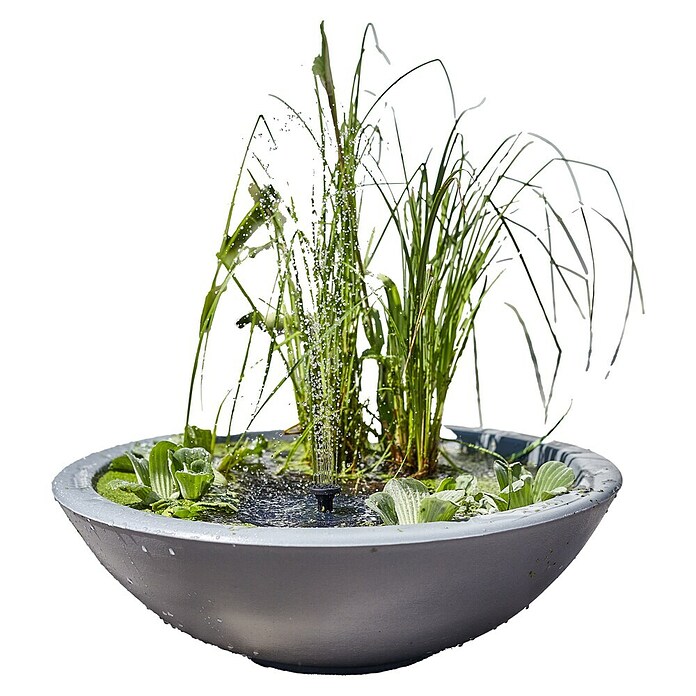 Heissner Gartenbrunnen Solar Wassergarten Lotusgarden (58 x 58 x 19 cm, Kunststoff, Anthrazit) | BAUHAUS