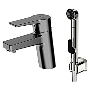 Hansa Twist Waschtischarmatur (Chrom, Glänzend, Mit Funktionsbrause, Mit Objekthebel)