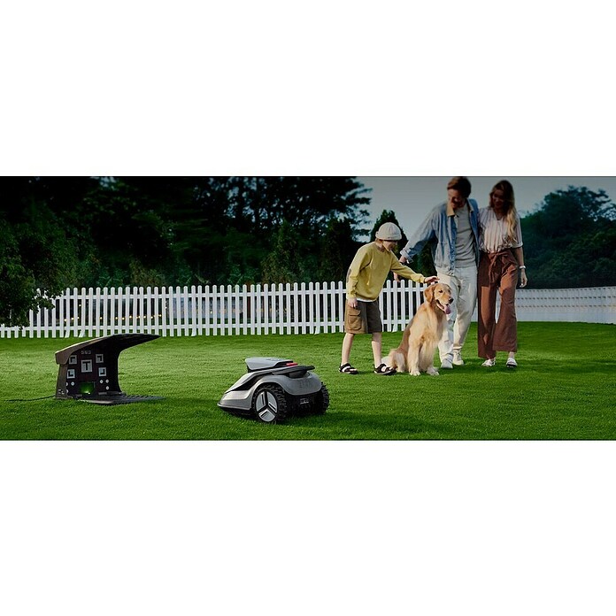 Terramow Set robotske kosilnice Terramow V1000 z garažo  (1.200 m², Širina reza: 20,3 cm, Navigacija s kamero) | 7261 - Mähroboter | IAEA - Rasenmäher | IAE - Gartenmotorgeräte | IA - Gartenhartware | I - Stadtgarten | BAUHAUS