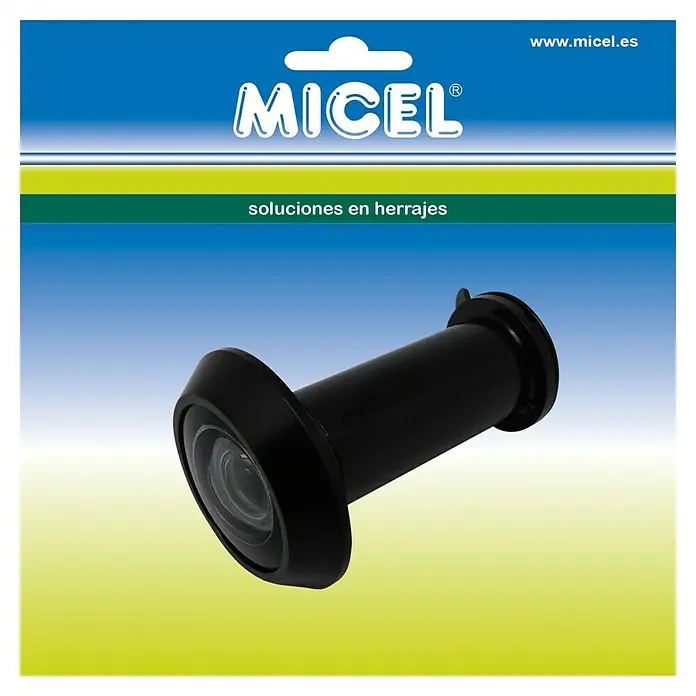 Micel Mirilla MR01 - 180 °, Grosor de la puerta: 35 mm - 60 mm, Negro - Mirilla de puerta negra para mayor seguridad.