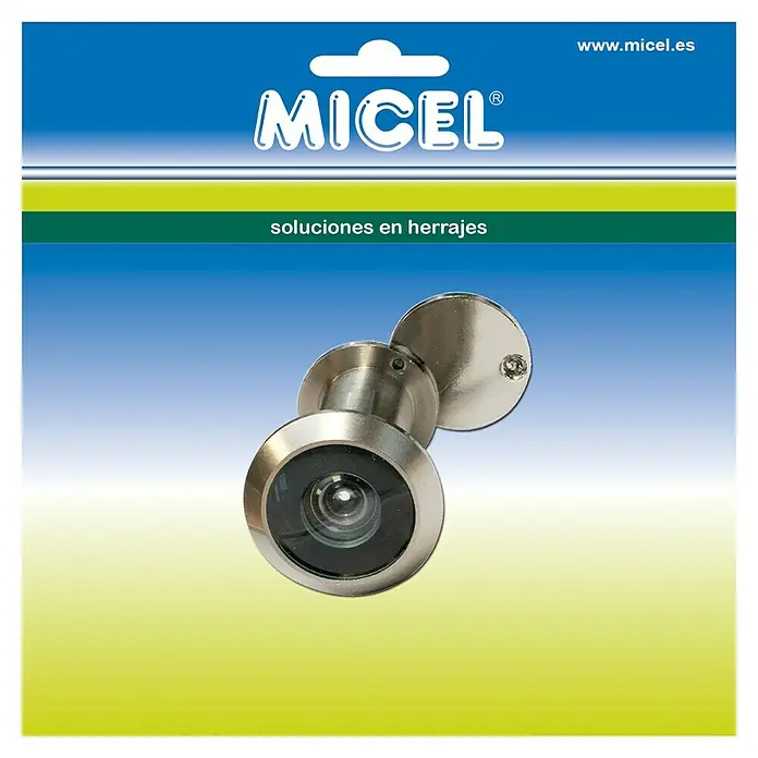 Micel Mirilla MR02 - 180 °, Grosor de la puerta: 35 mm - 60 mm, Níquel satinado - Mirilla de puerta de níquel cepillado con lente gran angular para seguridad.