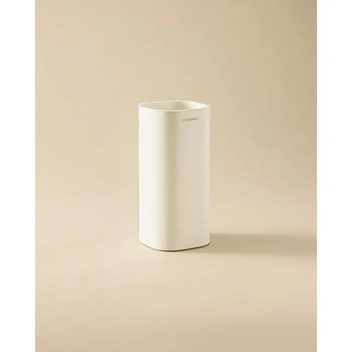 Cosmic Portacepillos Nea - Plástico, Blanco, Mate - Soporte alto, blanco, rectangular con esquinas redondeadas y texto "COSMIC".