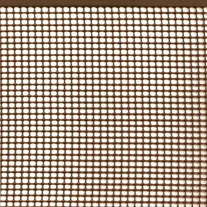 Tenax Malla protectora Quadra 05 - L x Al: 5 x 1 m, Marrón - Malla de plástico marrón con aberturas cuadradas uniformes.