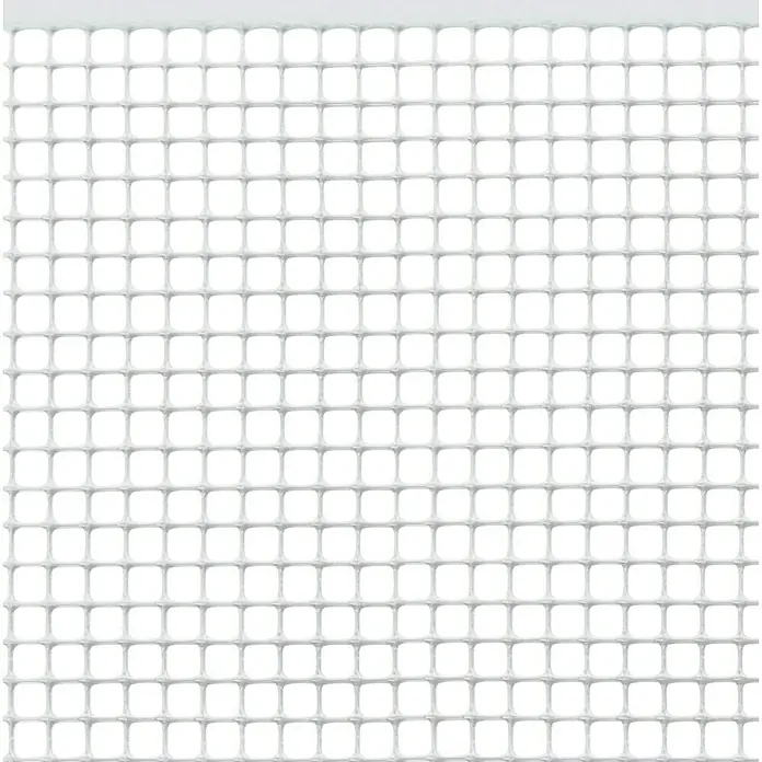 Tenax Malla protectora Quadra 10 - L x Al: 5 x 1 m, Blanco - Rejilla de malla plástica blanca con pequeñas aberturas cuadradas.
