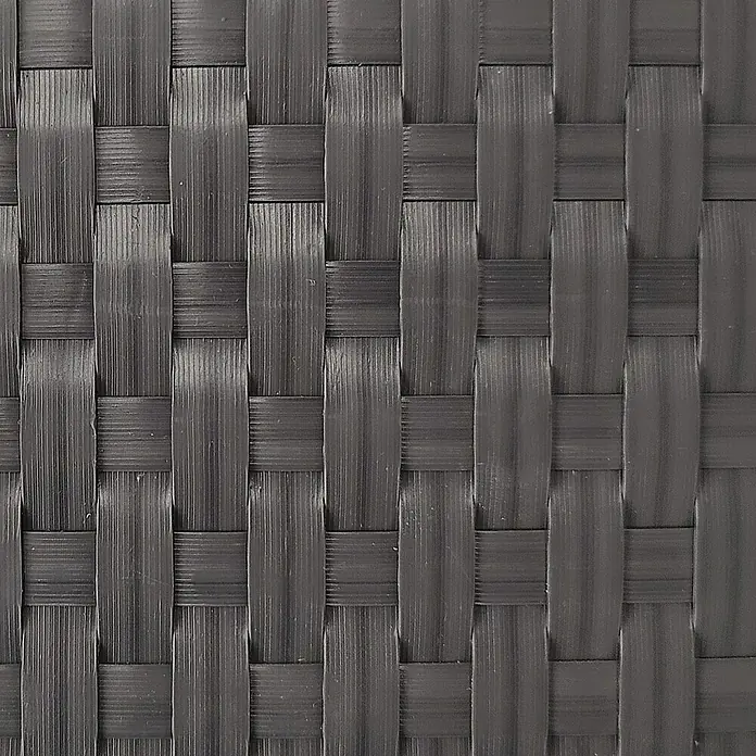 Tenax Malla de ocultación Flexi - 205 x 19 cm, Antracita - Textura tejida de ratán sintético gris oscuro con patrón entrecruzado.