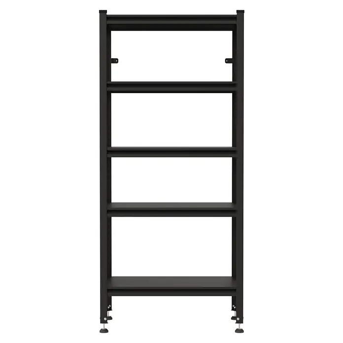 Regalux Metallregal Style S - H x B x T: 175 x 80 x 45 cm, Traglast pro Boden: 100 kg, Anzahl Böden: 5 Stk., Stecken, Schwarz