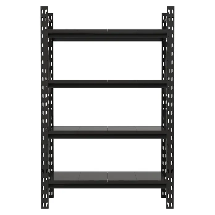 Regalux Metallregal Heavy Duty - H x B x T: 183 x 120 x 60 cm, Traglast pro Boden: 600 kg, Anzahl Böden: 4 Stk., Stecken, Schwarz