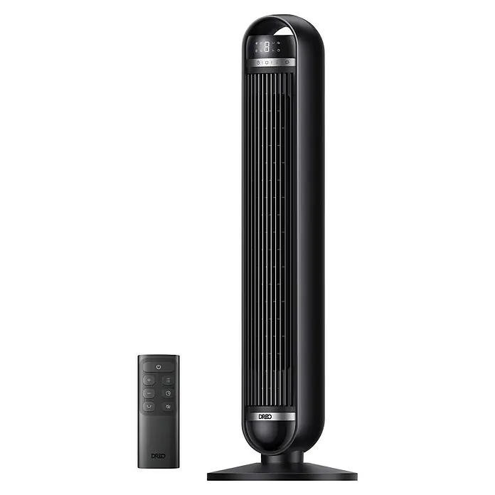 Dreo Ventilador de torre Nomad - Negro, 91 cm, 30 W - Ventilador de torre negro con pantalla digital y mando a distancia negro a juego.