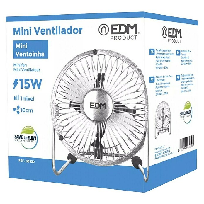 EDM Ventilador de sobremesa industrial mini (Plata, 10 cm) | BAUHAUS