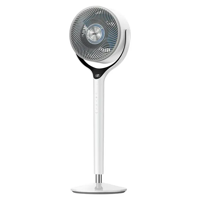 Dreo Ventilador de pie TurboPoly 565S - Blanco, Diámetro: 23 cm, Altura: 94 cm - Ventilador de pie blanco y moderno con cabezal circular, pantalla digital y controles táctiles en su elegante pedestal.