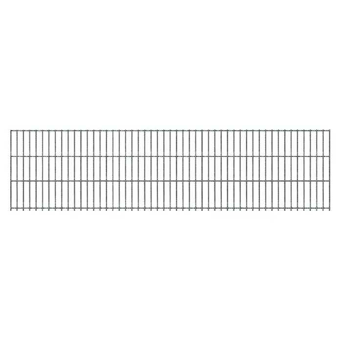 FA-Bausysteme Mattenzaun 6/5/6 mm - 250,8 x 63 cm, Zink - Graues Metallgitter mit vertikalen und horizontalen Stäben.
