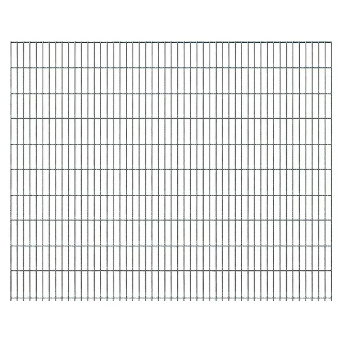 FA-Bausysteme Mattenzaun 8/6/8 mm - 250,8 x 200 cm, Zink - Graues Metallgitter mit horizontalen und vertikalen Stäben, die ein rechteckiges Maschenmuster bilden.