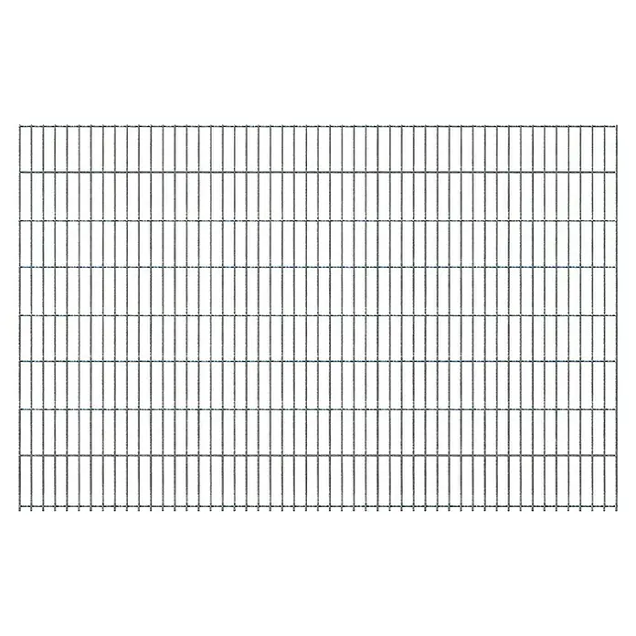 FA-Bausysteme Mattenzaun 6/5/6 mm - 250,8 x 160 cm, Zink - Silbergraues Metallgitter mit vertikalen und horizontalen Stäben.