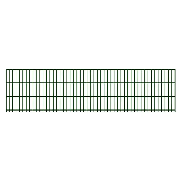 FA-Bausysteme Mattenzaun 6/5/6 mm - 250,8 x 63 cm, Moosgrün - Grüne Metallzaunplatte mit horizontalen und vertikalen Stäben.