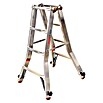 Sprossen-Gelenk-Teleskopleiter (Arbeitshöhe: 5 m, 4 x 4 Sprossen, Treppenfunktion, Aluminium)