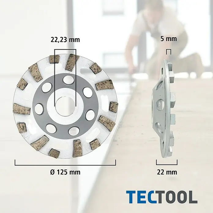 Berg Tectool Diamant-Schleifteller - Durchmesser: 125 mm, Geeignet für: Farbe - Diamant-Schleiftopf (Ø 125mm, 22mm dick) für professionelle Oberflächenbearbeitung.