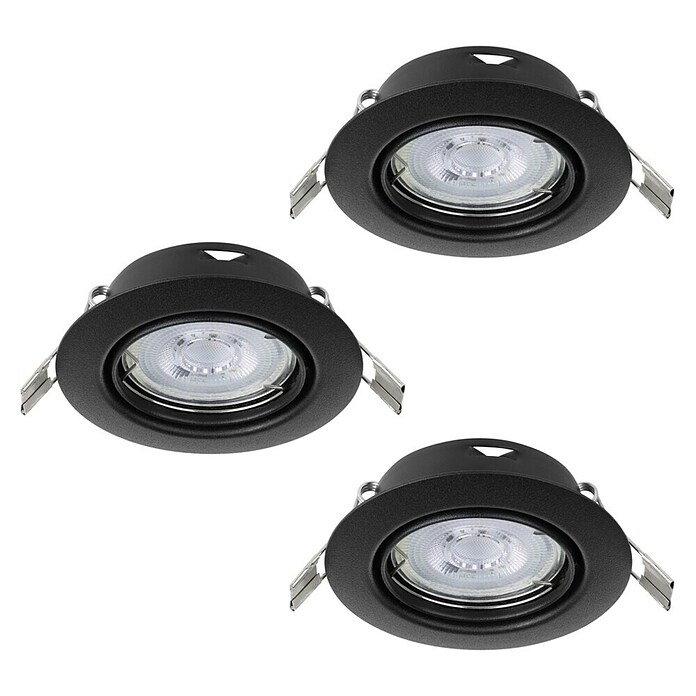 Eglo LED-Einbauleuchten-Set Agulo (350 W, Schwarz, Ø x H: 8,6 x 2,5 cm) | BAUHAUS