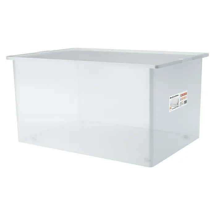 BAUHAUS Caja de almacenaje - L x An x Al: 57,5 x 39 x 30 cm, Plástico, Transparente, 50 l - Caja de almacenamiento de plástico transparente, 50L, con tapa, medidas 39x57.7x30 cm.