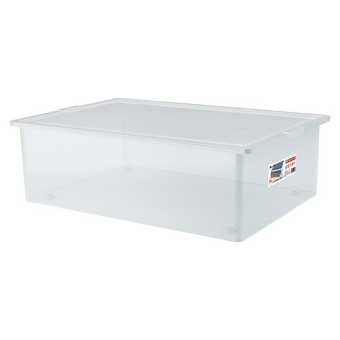 BAUHAUS Caja de almacenaje (L x An x Al: 57,5 x 39 x 17,3 cm, Plástico, Transparente, 30 l) | BAUHAUS