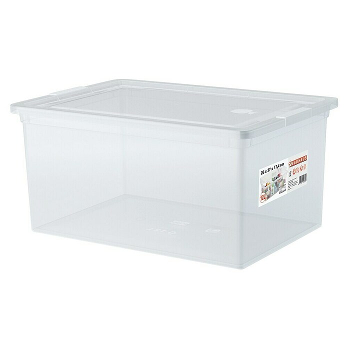 BAUHAUS Caja de almacenaje (L x An x Al: 37 x 26 x 17,4 cm, Plástico, Transparente, 12 l) | BAUHAUS