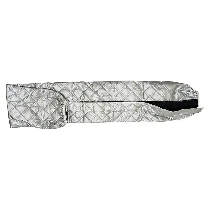 Fulmo Funda para conducto de aire acondicionado - L x An x Al: 140 x 24 x 3,7 cm - Funda aislante plateada acolchada con forro interior negro, cordón y cierre de velcro.
