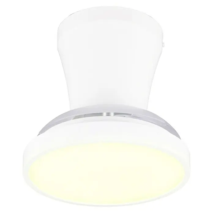 Trio Lighting Ventilador de techo Moss - Blanco, 22 cm, 18 W, Blanco cálido - Lámpara de techo LED blanca con un brillo de luz cálida.