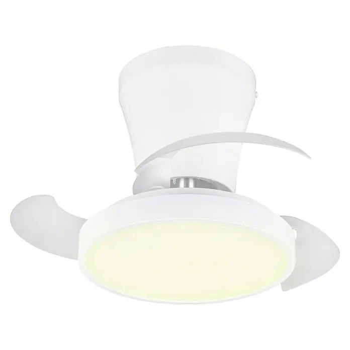 Trio Lighting Ventilador de techo Moss - Blanco, 22 cm, 18 W, Blanco cálido - Ventilador de techo blanco moderno con luz integrada.