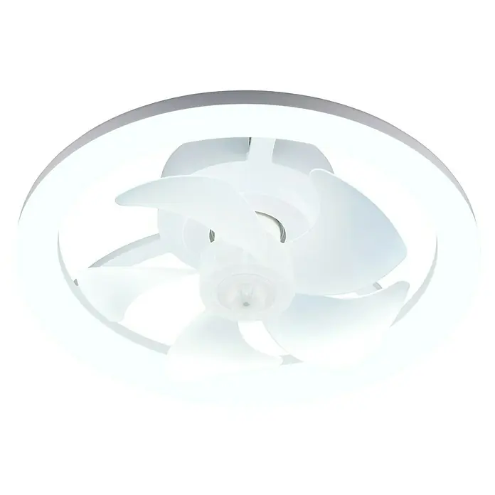 Trio Lighting Ventilador de techo Pajala - Blanco, 40 cm, Blanco cálido - Ventilador de techo blanco circular con tres aspas y luz LED integrada.